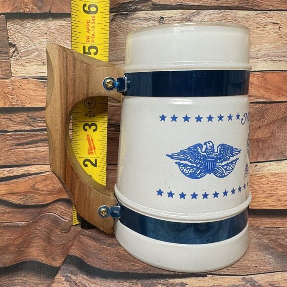 Vintage Mount Vernon Virginia Siesta Ware 16oz. Mug Cup Beer Glass Wood Handle - Picture 8 of 9